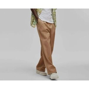 Mode Of One Wide Leg Pants Mens 33 Tan Relaxed Fit Non-Stretch Chino NWT
